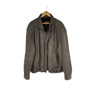 John Ashford Brown Leather Zip Bomber Style Jacket Men’s Size XXL